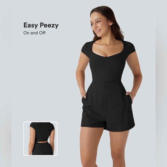 HALARA Pants - Halara SoftlyZero Airy Easy Peezy Yoga Romper Black XS